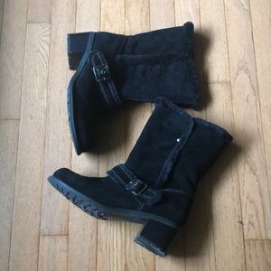Leather & Faux Fur Brilliant Boots 10 Black New!